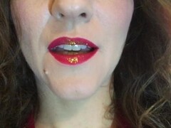 JOI, cum to my red-golden lips. Thumb